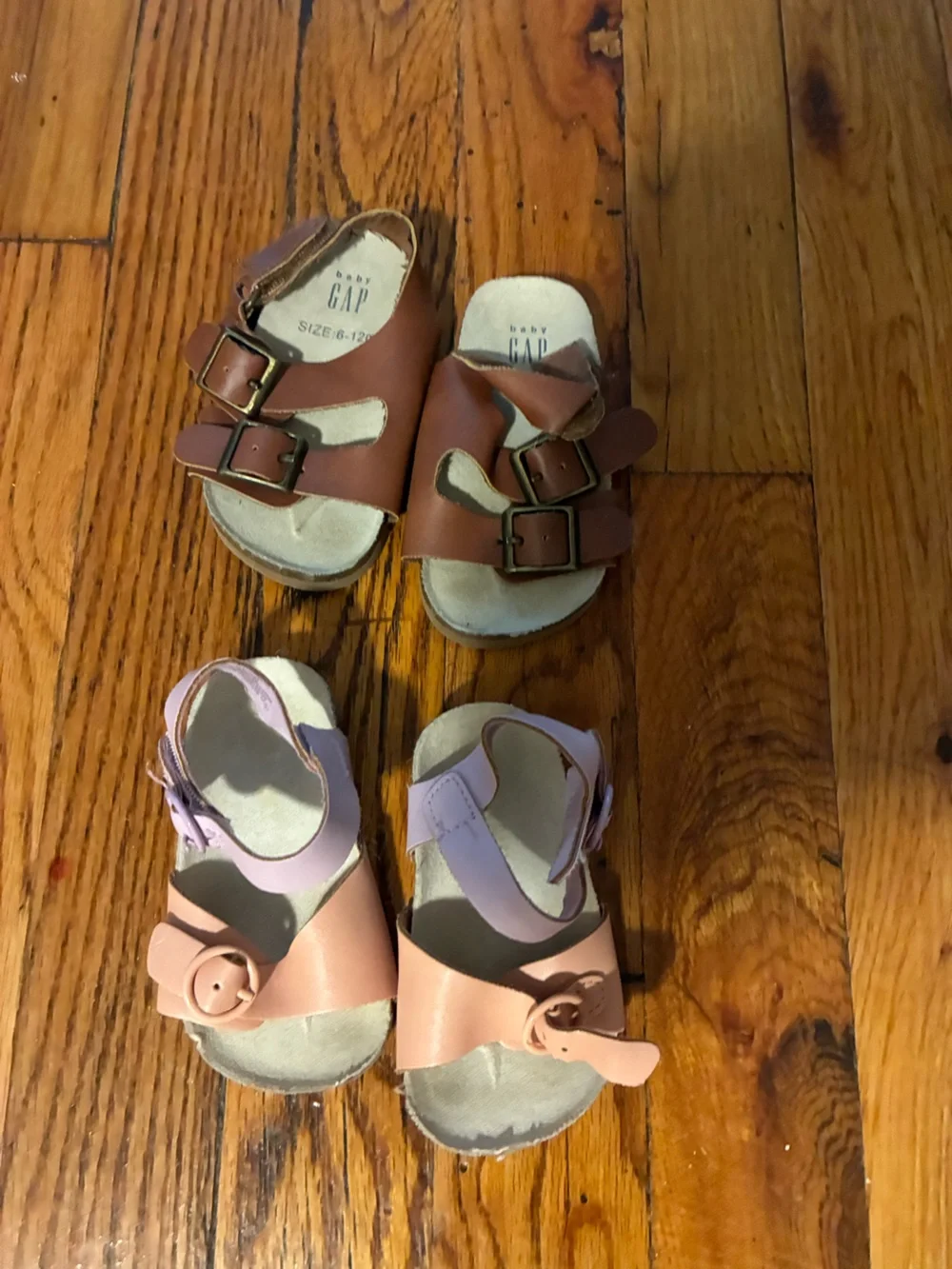 GAP Kids Pink and Brown Double Buckle Sandals